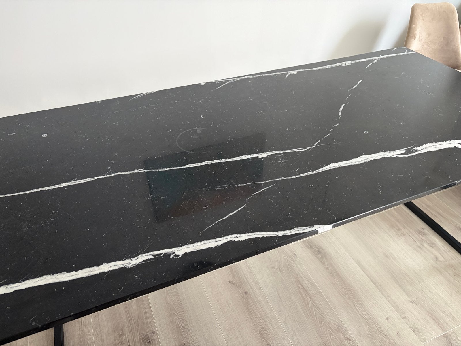 Eettafel van echt marmer, Huis en Inrichting, Tafels | Eettafels, Ophalen, Overige materialen, Gebruikt, 200 cm of meer