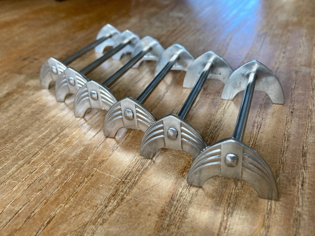 6x Vintage Gero Zilmeta visgraat 518 messenlegger, Antiek en Kunst, Ophalen of Verzenden