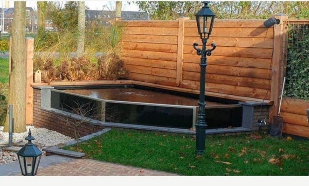 RVS Frame met gelaagd glas voor vijver (Koi), Ophalen