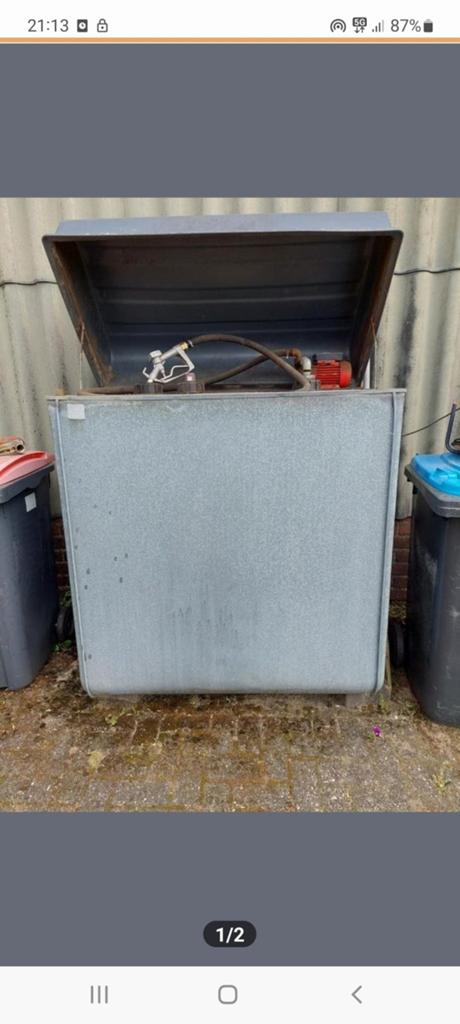 Metalen dieseltank met lekbak gezocht, Ophalen