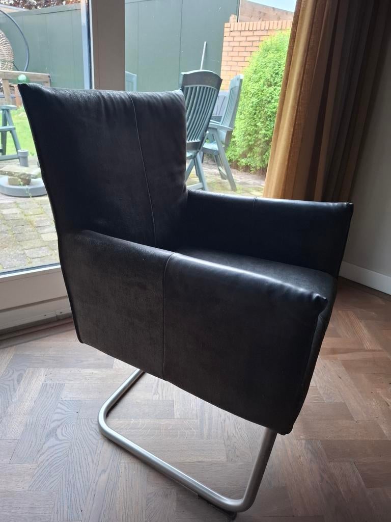 Jess ruwleer grijze eetkamerstoelen met Metalen Frame, Ophalen, Gebruikt, Modern, Industrieel, Vier