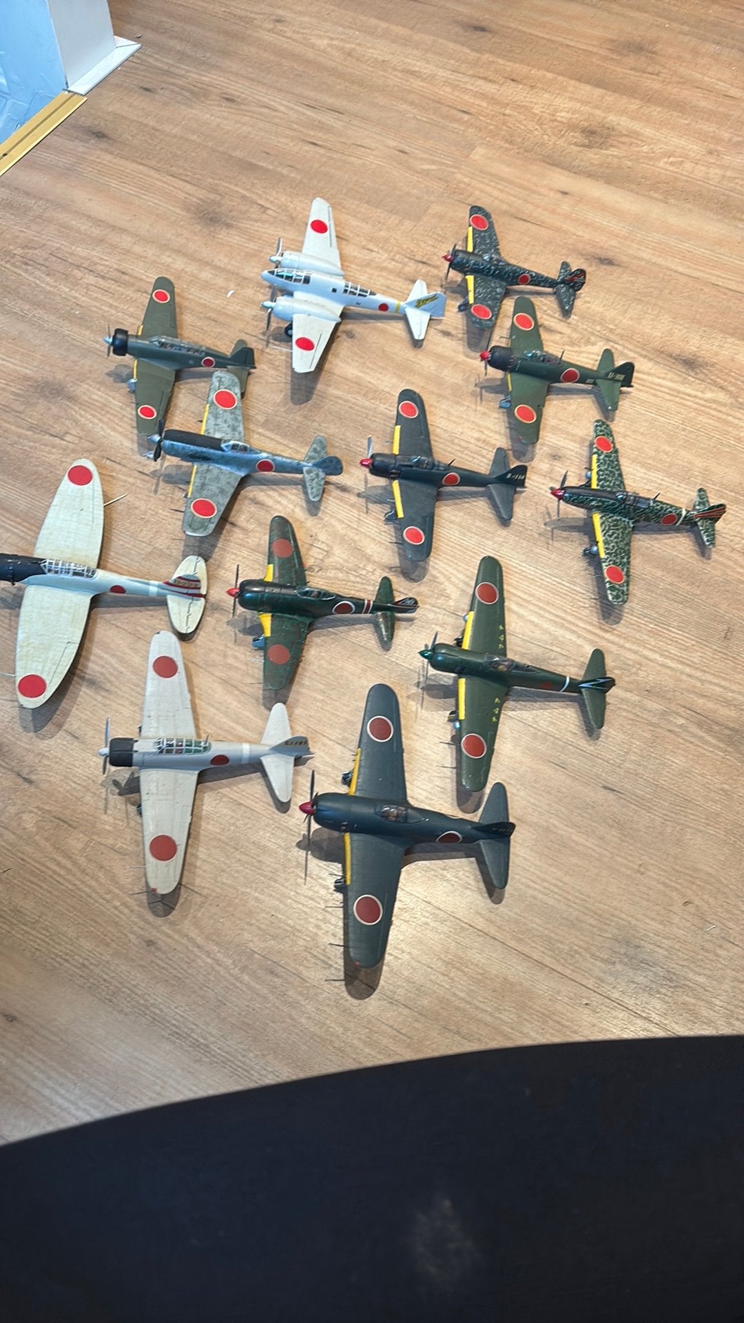 12x Japanse vliegtuigen WW2 schaal 1/48 gebouwd partij veel, Hasegawa, Gebruikt, Ophalen of Verzenden, Groter dan 1:72