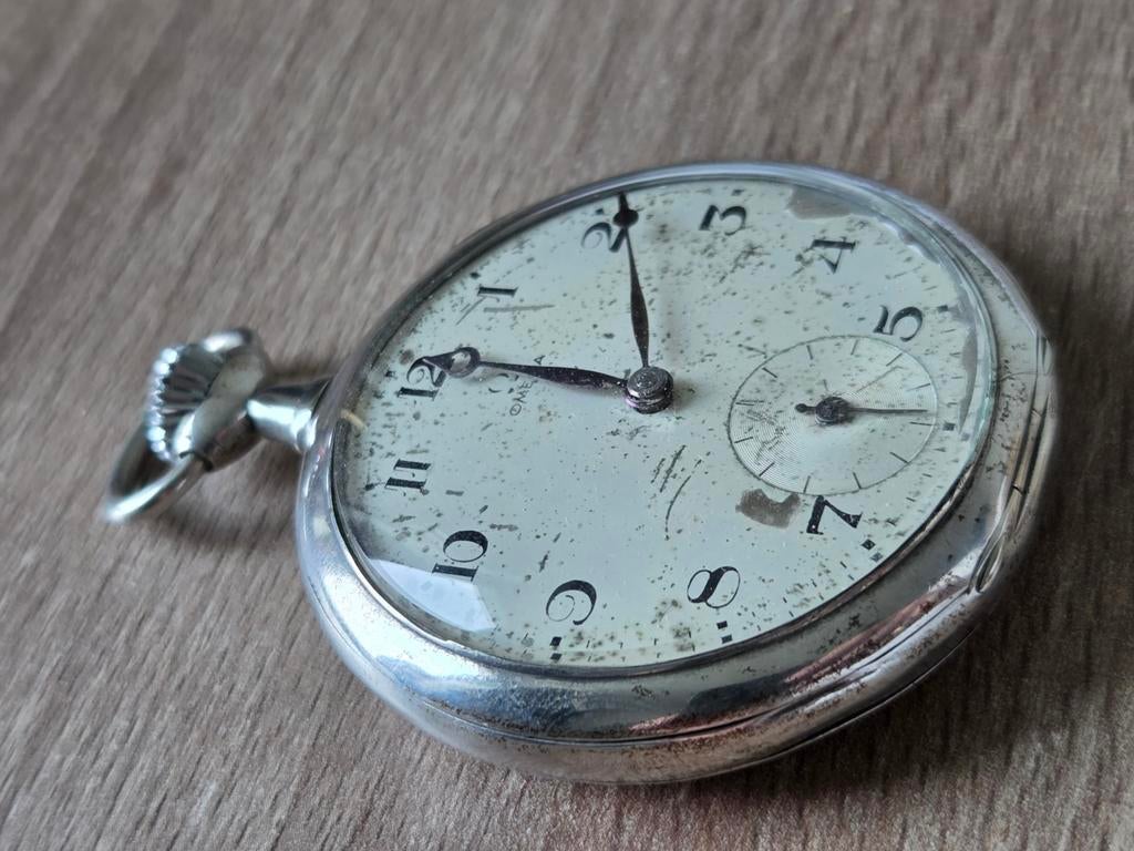 Omega massive zilveren zakhorloge 1912 Grand Prix 1900, Ophalen of Verzenden