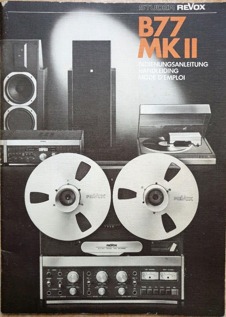 Originele handleiding Revox B77 taperecorder., Verzenden, Bandrecorder