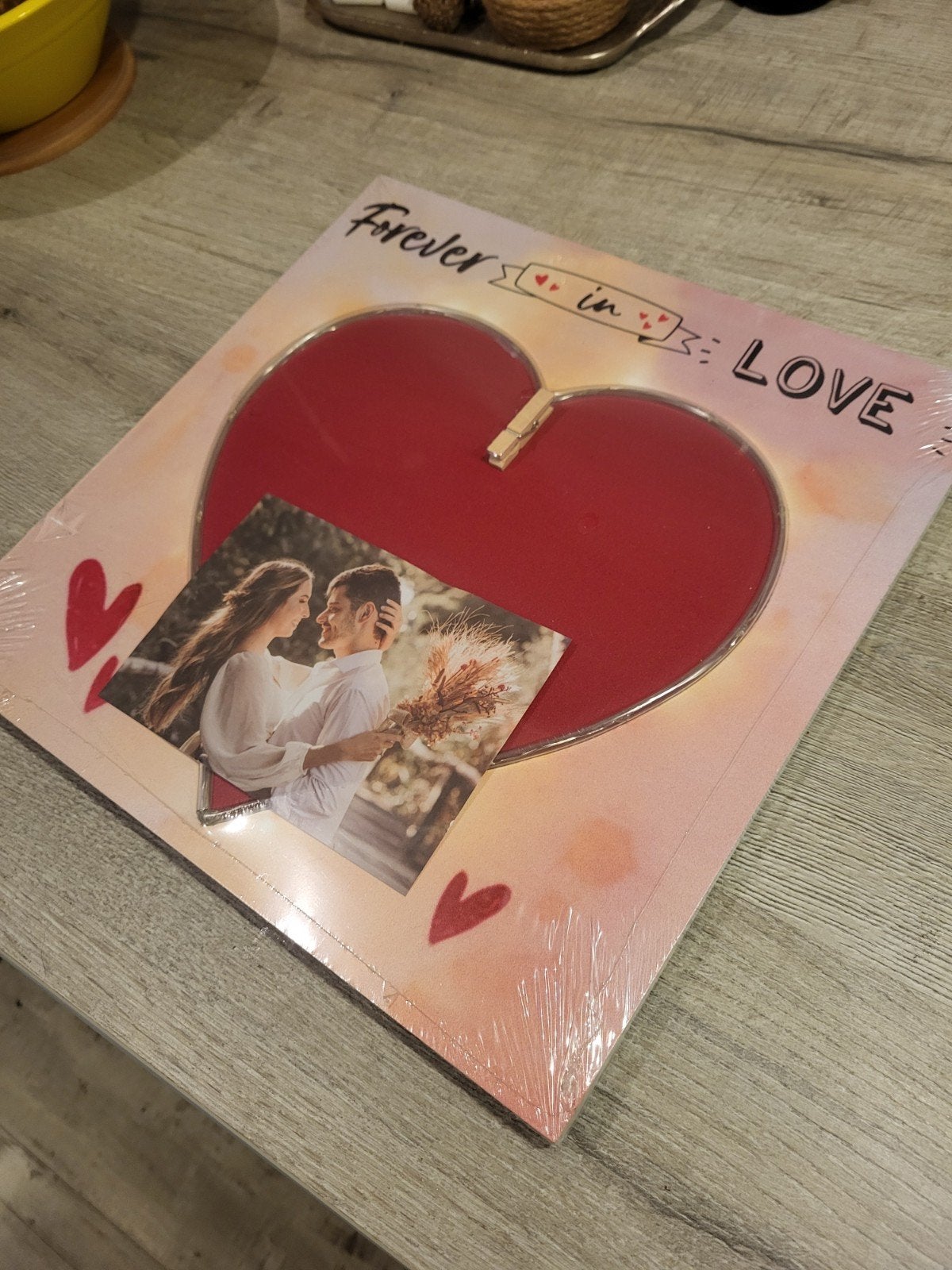 Hartvormige fotolijst met LED-verlichting - Forever in Love, Overige materialen, Met afbeelding, Nieuw, Ophalen of Verzenden