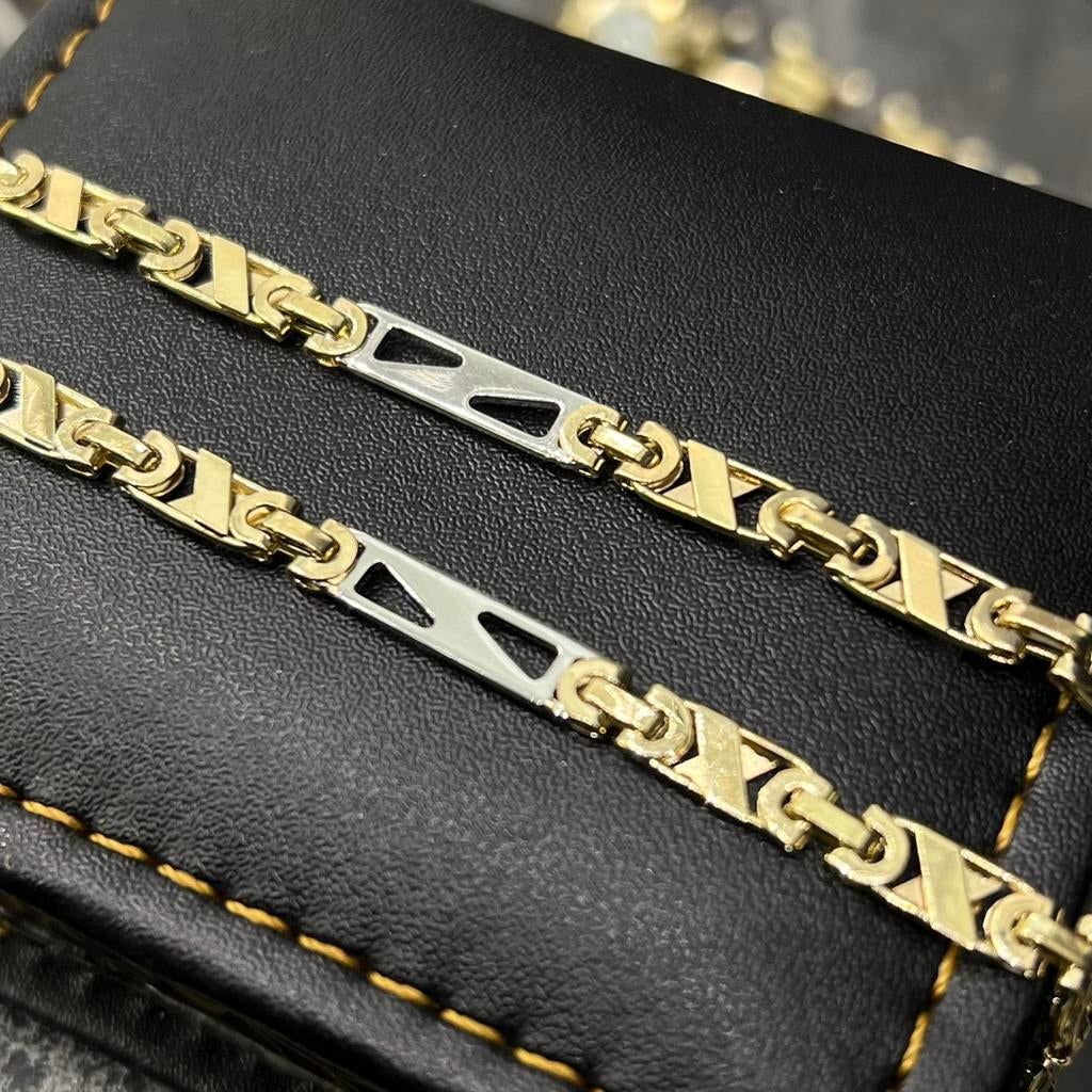 14k gouden ketting valentino schakel massief italy, Ophalen of Verzenden, Nieuw, Goud