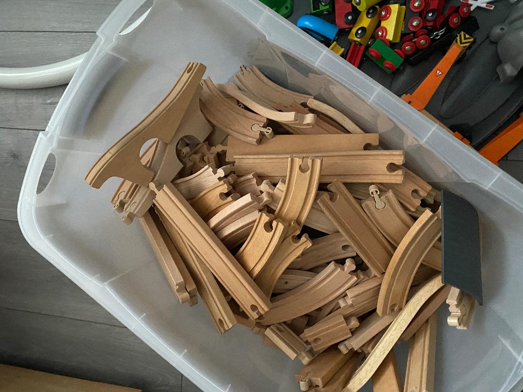 Houten treinbaan, Kinderen en Baby's, Speelgoed | Houten speelgoed, Ophalen, Gebruikt
