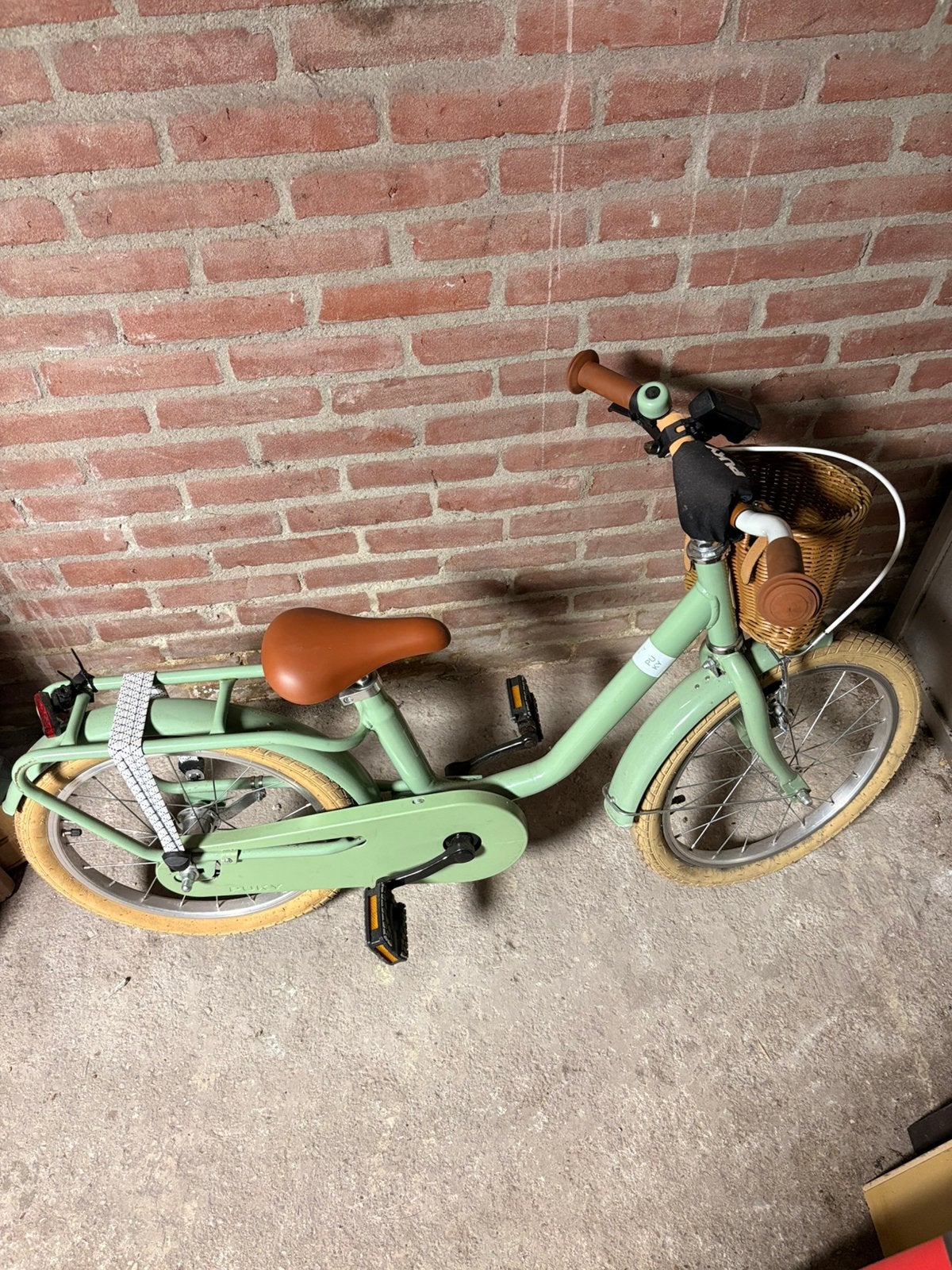 PUKY YOUKE 16 kinderfiets 16 inch mintgroen + mandje, Ophalen, Zo goed als nieuw, 16 inch, Handrem