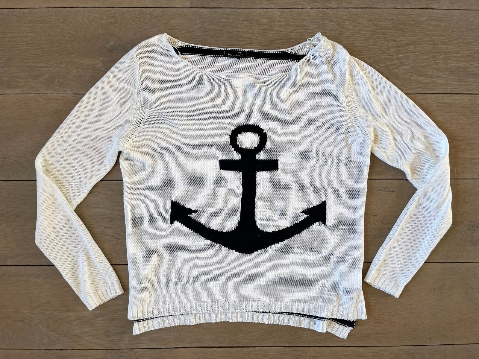 Question M witte Polo Land los knitted trui wijde hals anker, Maat 38/40 (M), Wit, Ophalen of Verzenden, Zo goed als nieuw