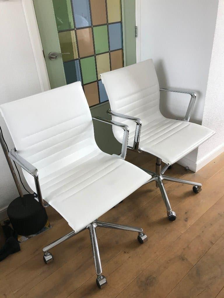 2 ICF Una Executive chair design stoel bureaustoel leer wit, Ophalen, Gebruikt, Wit, Nvt