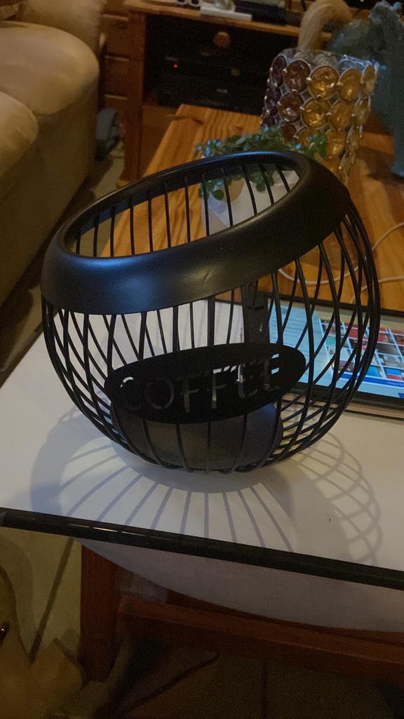 Koffiecuphouder koffiecups zwart rond 20x20, Ophalen of Verzenden, Zo goed als nieuw, Metaal, Voorraadpot