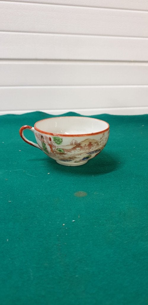 -	kop en schotel aziatische vintage geisha scene, Huis en Inrichting, Keuken | Servies, Ophalen of Verzenden, 'T Olde Gre-j, Info@toldegrej.nl