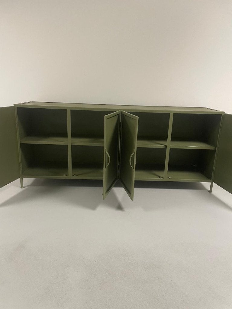Dressoir Metaal 180 breed 4 deurs groen voorraad actie prijs, Huis en Inrichting, 1 of 2 laden, 150 tot 200 cm, Nieuw, Ophalen of Verzenden