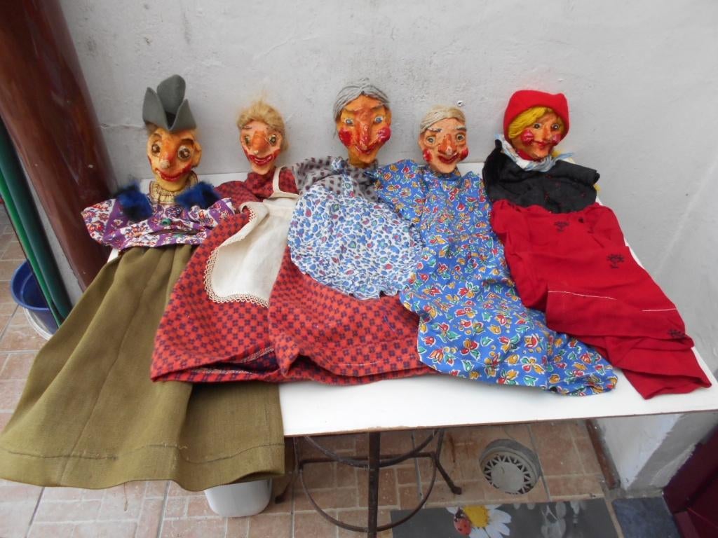 14 oude poppenkastpoppen  1950, Antiek en Kunst, Ophalen of Verzenden