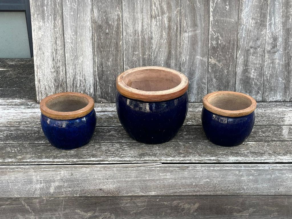 Set terracotta potten – 3 stuks, Gebruikt, Rond, Binnen, Minder dan 40 cm