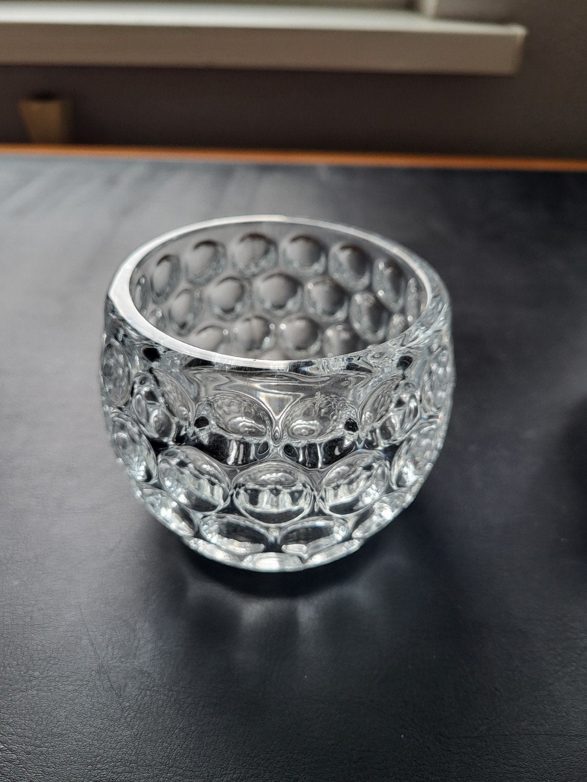 Glazen theelichthouder met bubbelpatroon, Antiek en Kunst, Antiek | Glas en Kristal, Ophalen of Verzenden