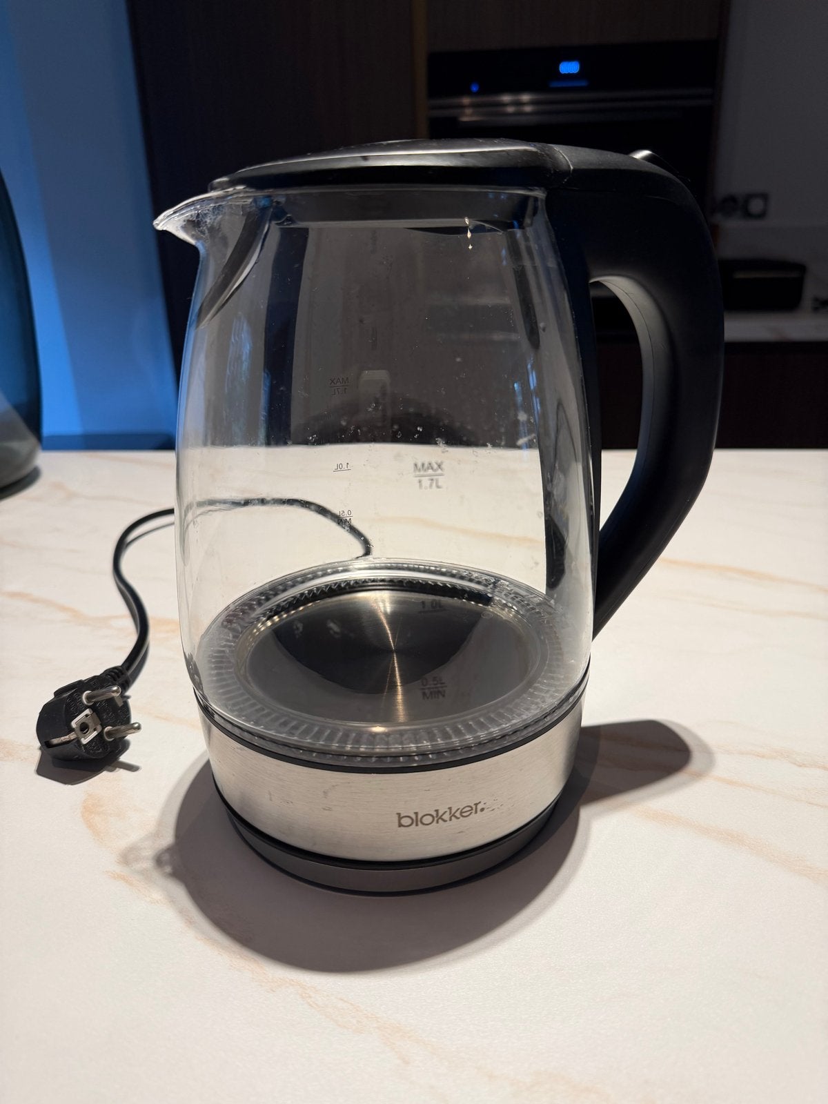 Waterkoker 1,7L met Blauwe LED-verlichting, 1 tot 2 liter, Ophalen, Gebruikt, Rvs