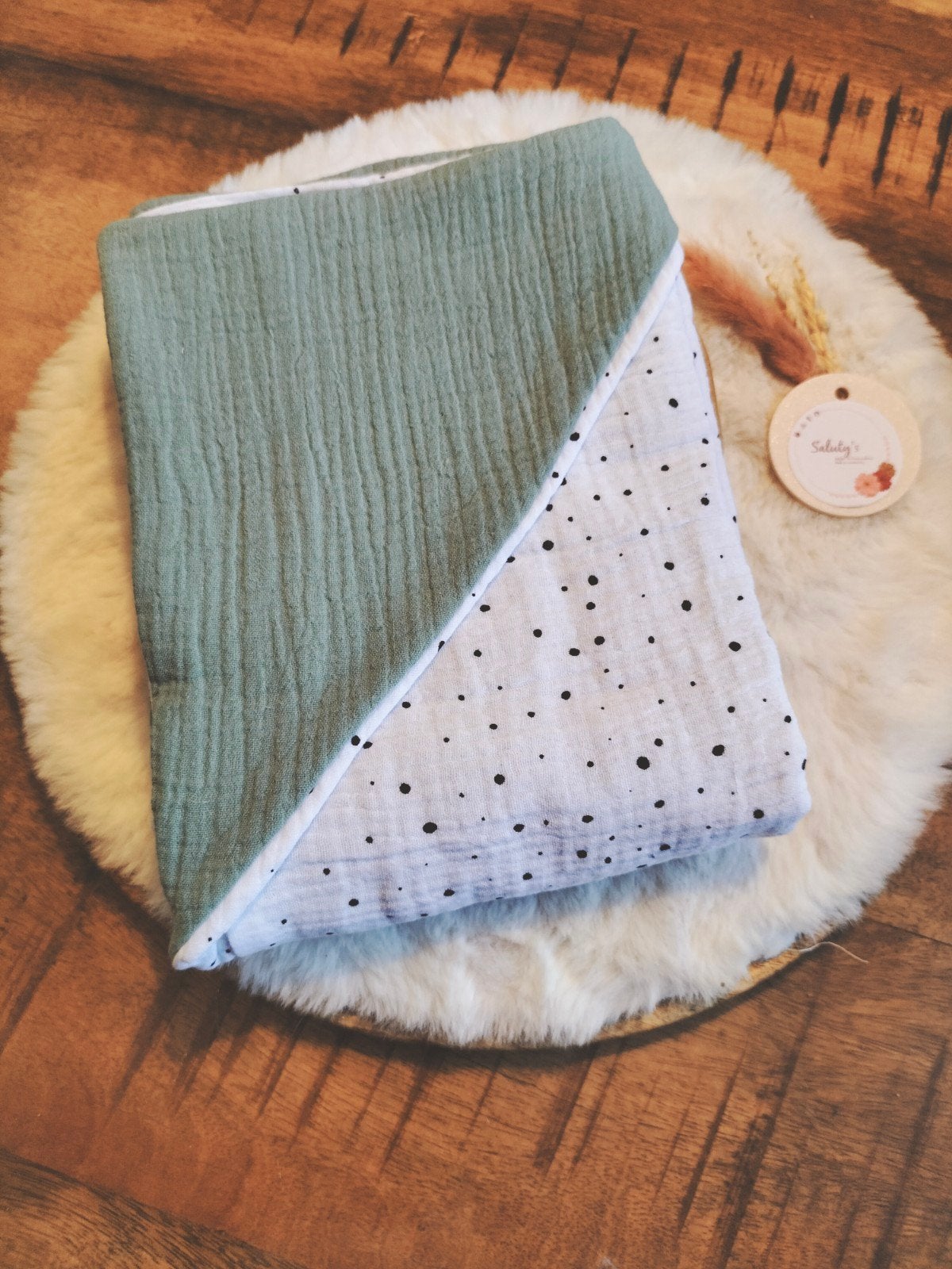 Nieuw handgemaakt • Baby badcape hydrofiel, Nieuw, Ophalen of Verzenden, Saluty's kinder- en kraamcadeaus, Info@salutys.nl