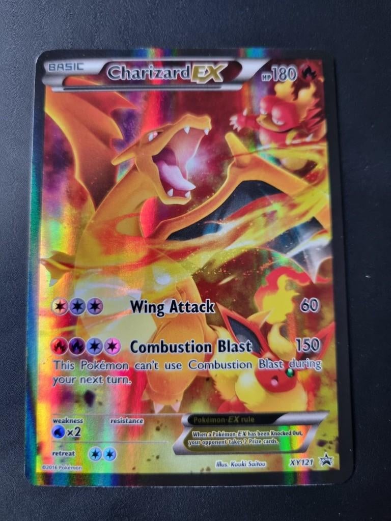 Pokemon xy promo holo charizard ex xy121 mythical collection, Ophalen of Verzenden, Zo goed als nieuw, Losse kaart, Foil