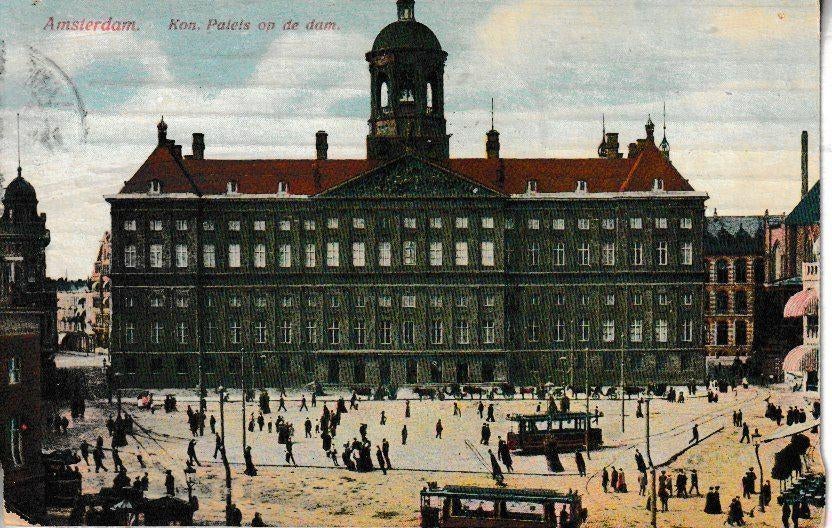 AMSTERDAM - KON. PALEIS op de DAM / TRAMS, Ophalen of Verzenden, Voor 1920, Gelopen, Noord-Holland