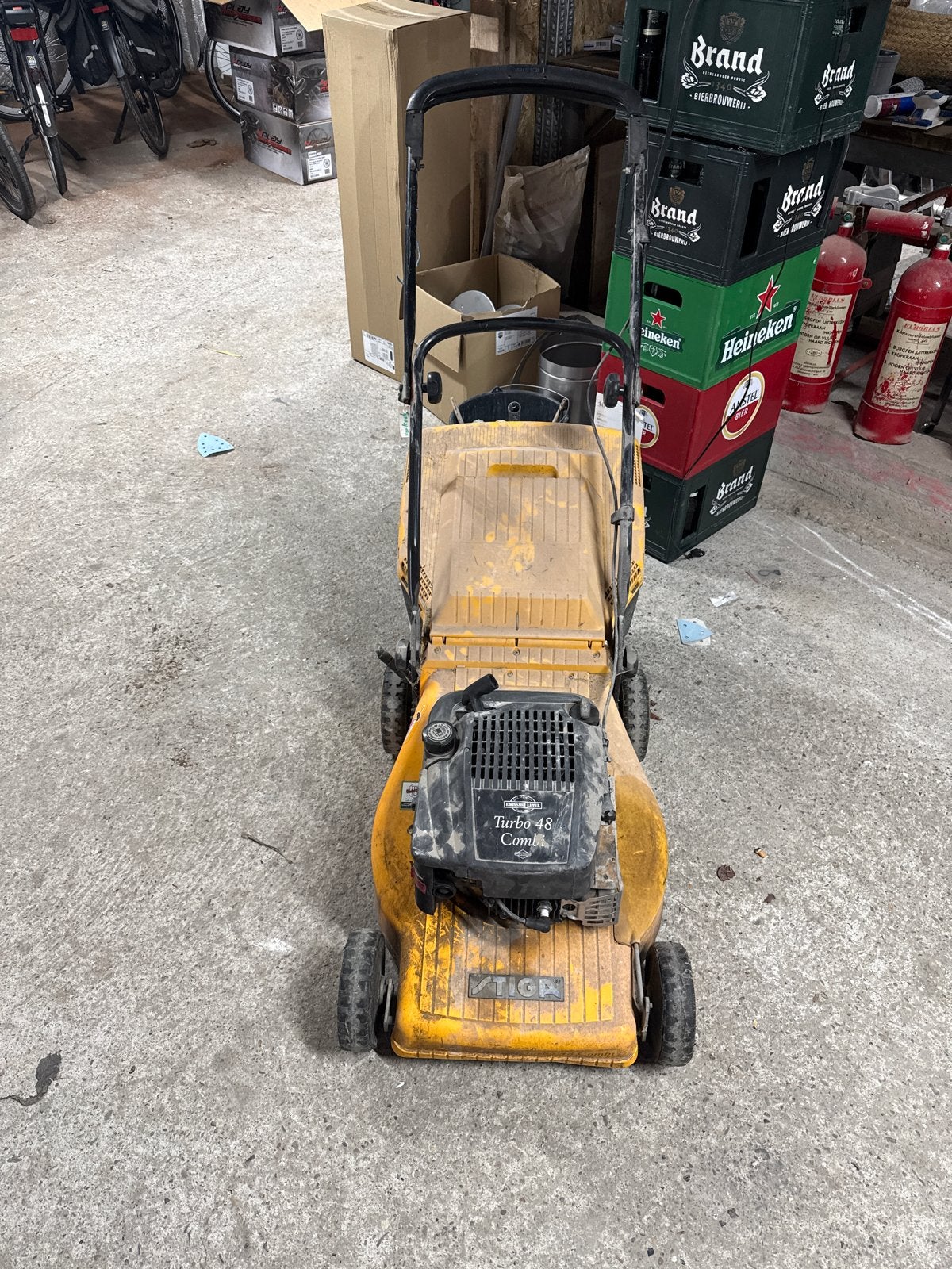 Stiga Turbo 48 Combi Benzine Grasmaaier, Ophalen, Cirkelmaaier, Gebruikt, Mulchfunctie