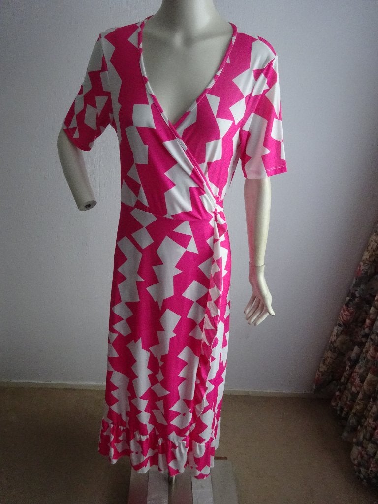 Angelle Milan midi wikkel jurk mt XL, Overige kleuren, Angelle Milan, Verzenden, Maat 46/48 (XL) of groter