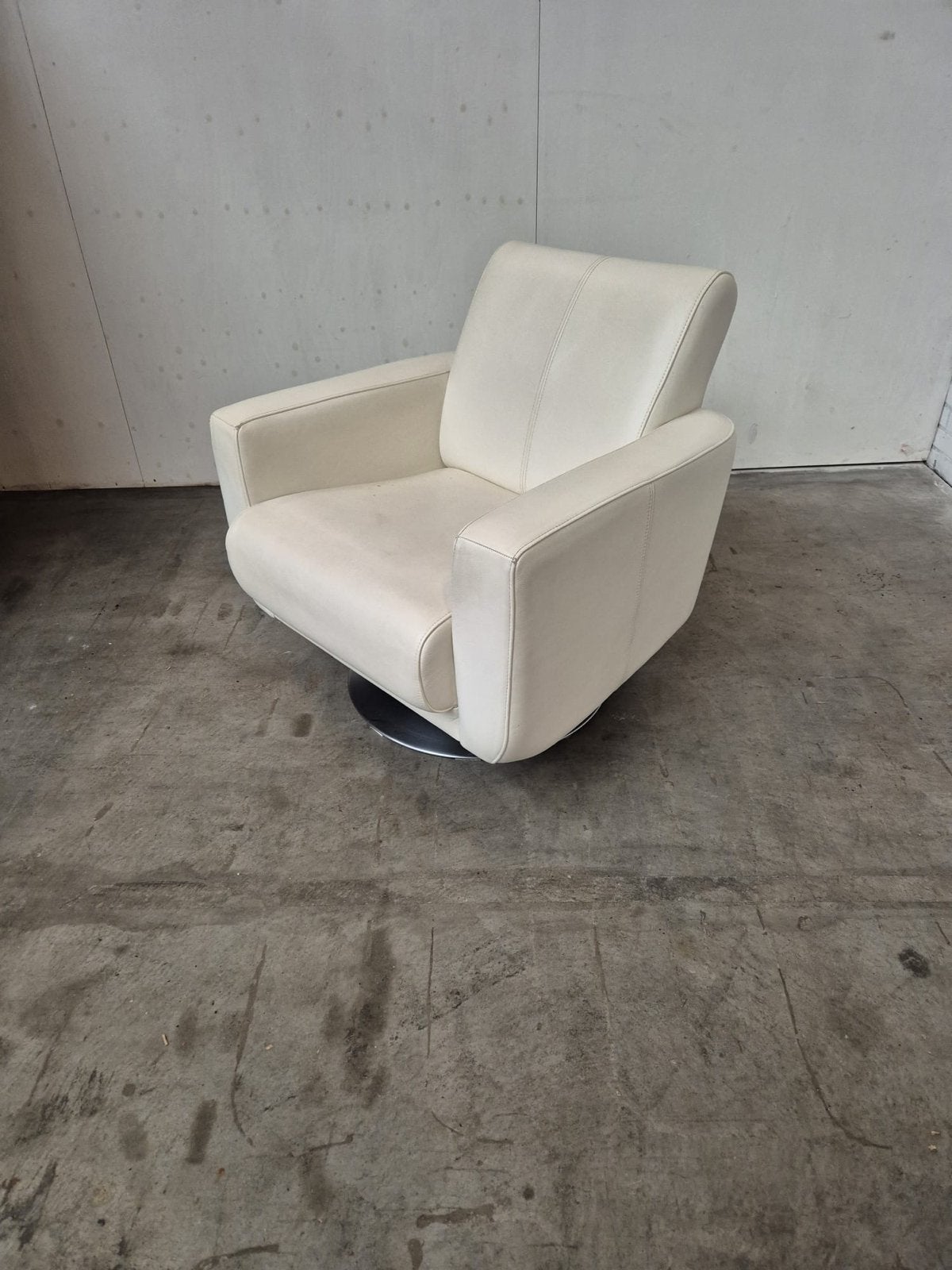Wit leren draaifauteuil Henders & Hazel, Ophalen, Gebruikt, Minder dan 75 cm, Leer