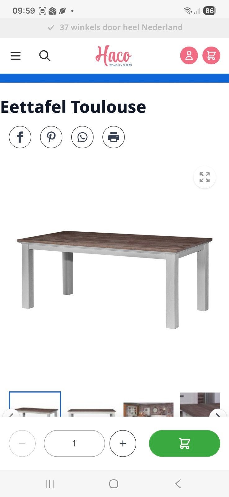Eettafel Toulouse - Stijlvol en Ruim, Nieuw, 50 tot 100 cm, 150 tot 200 cm, Vier personen