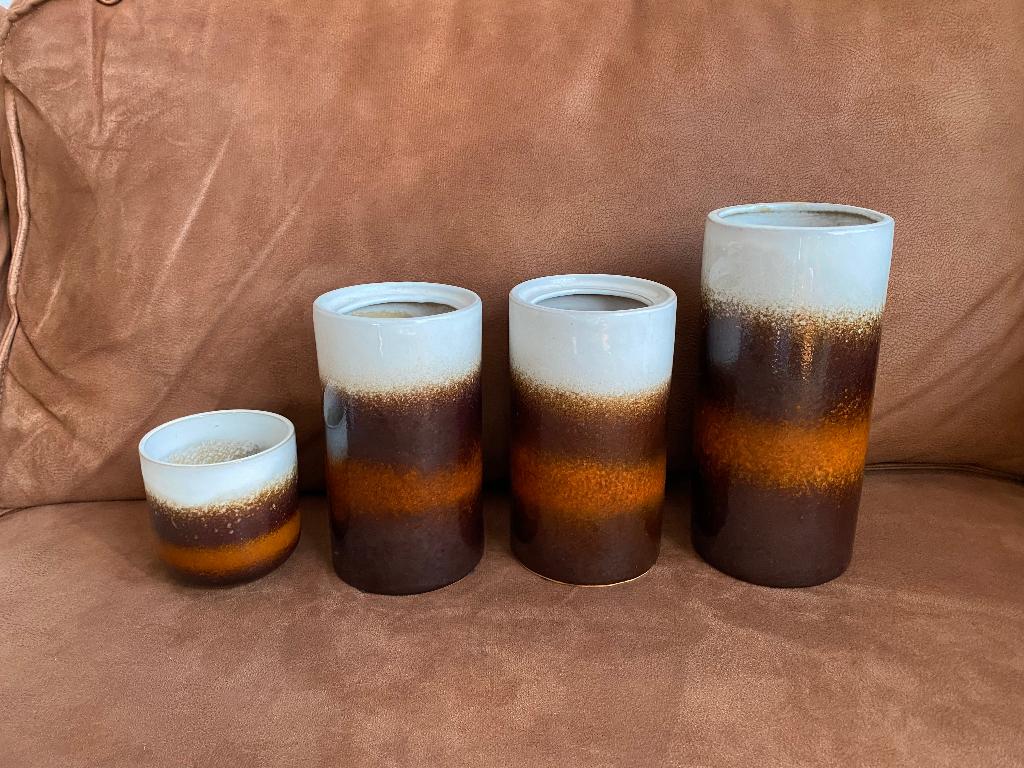 Vazen set bruin/wit Xenos, Huis en Inrichting, Woonaccessoires | Vazen, Ophalen, Steen, Gebruikt, Overige kleuren