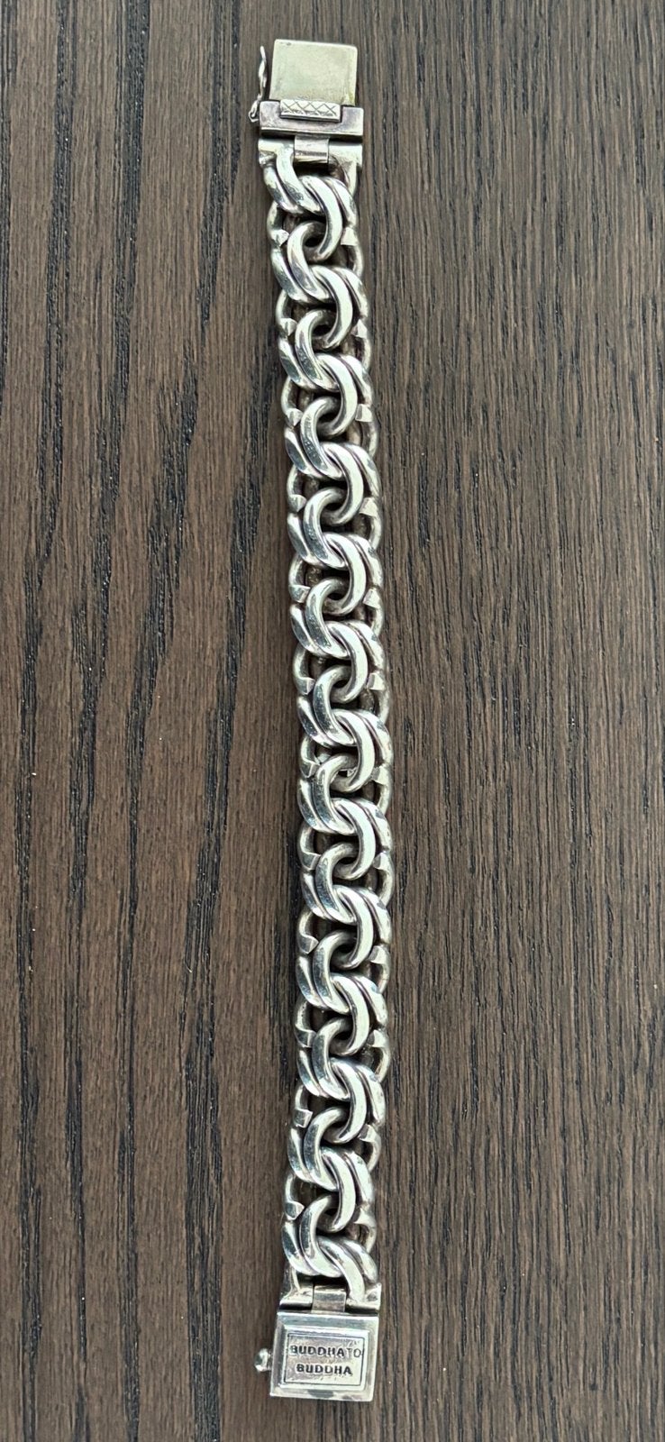 Buddha to Buddha armband zilveren schakelarmband, Ophalen, Zo goed als nieuw, Zilver