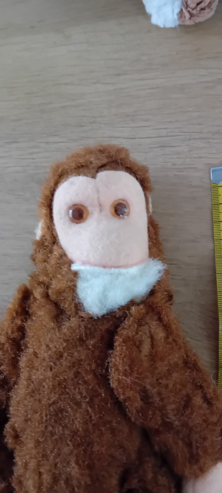Antieke Bruine Knuffelaap - Uitstekende Staat 23 cm, Antiek en Kunst, Ophalen of Verzenden