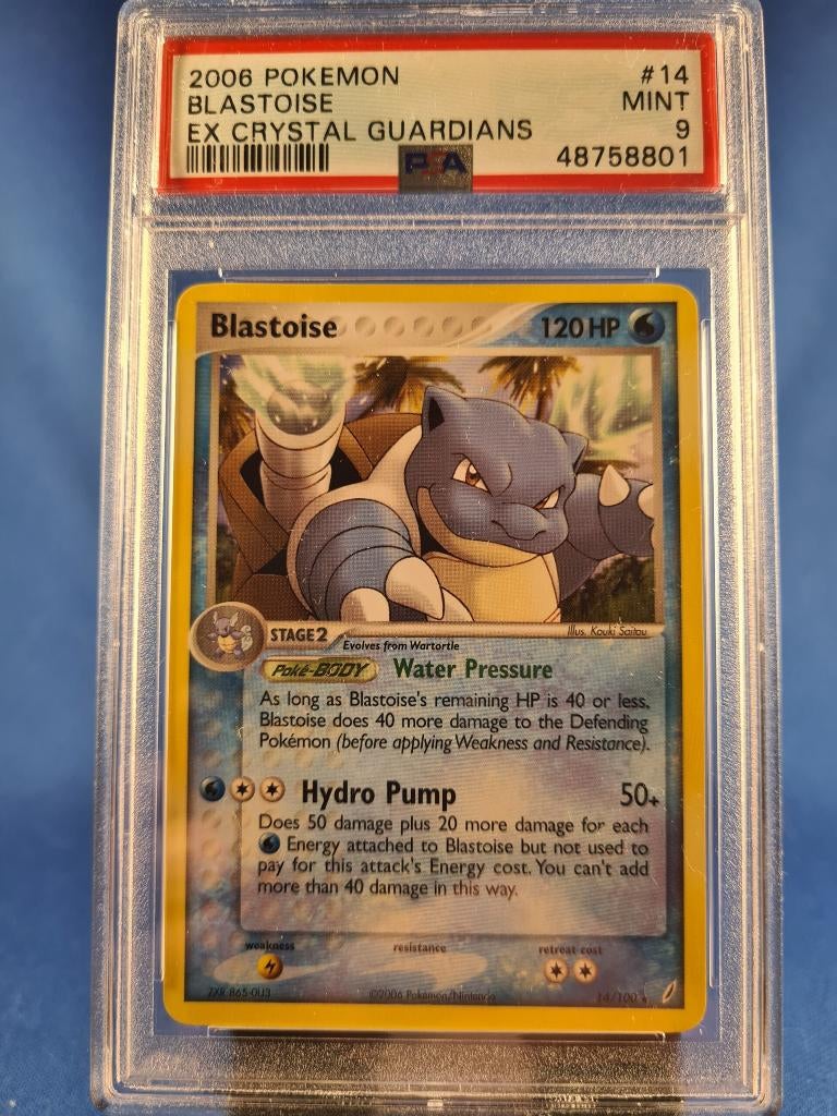 Blastoise 14/100 - Crystal Guardians (PSA 9), Verzenden, Gebruikt