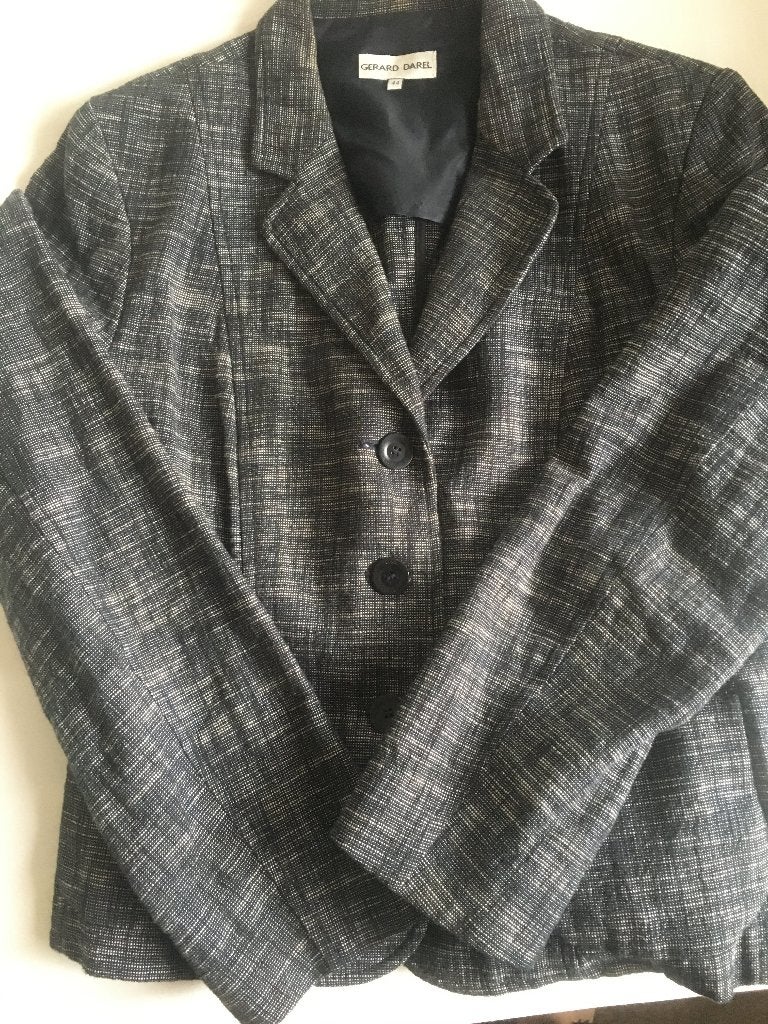 Gerard Darel colbertjasje grijs/zwart/wit maat 44, Gerard Darel, Verzenden, Maat 42/44 (L), Jasje