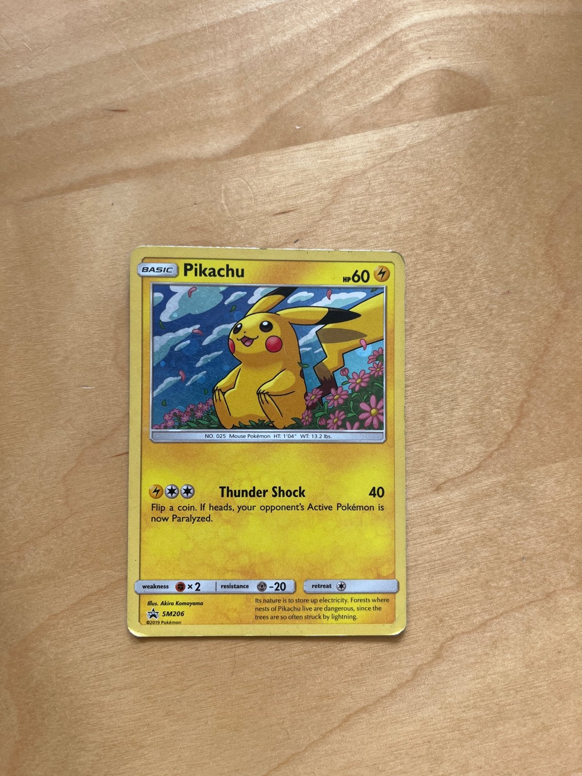 Pikachu Pokémonkaart SM206 Holofoil, Ophalen of Verzenden, Gebruikt, Losse kaart, Foil