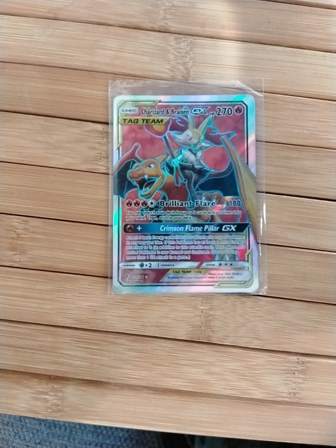 Charizard & Braixen-GX Cosmic Eclipse Pokémon Kaart, Ophalen, Zo goed als nieuw, Losse kaart