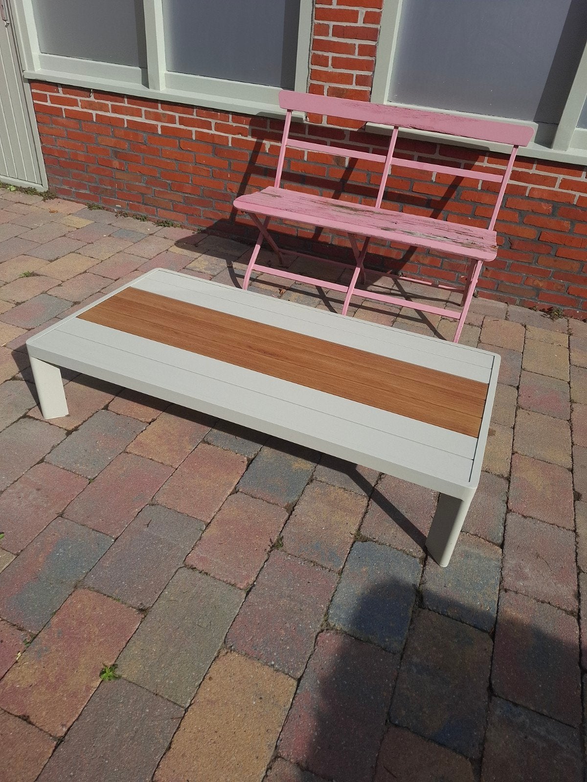 Salontafel loungeset Central Park Naxos, Ophalen, Zo goed als nieuw, Rechthoekig, Aluminium