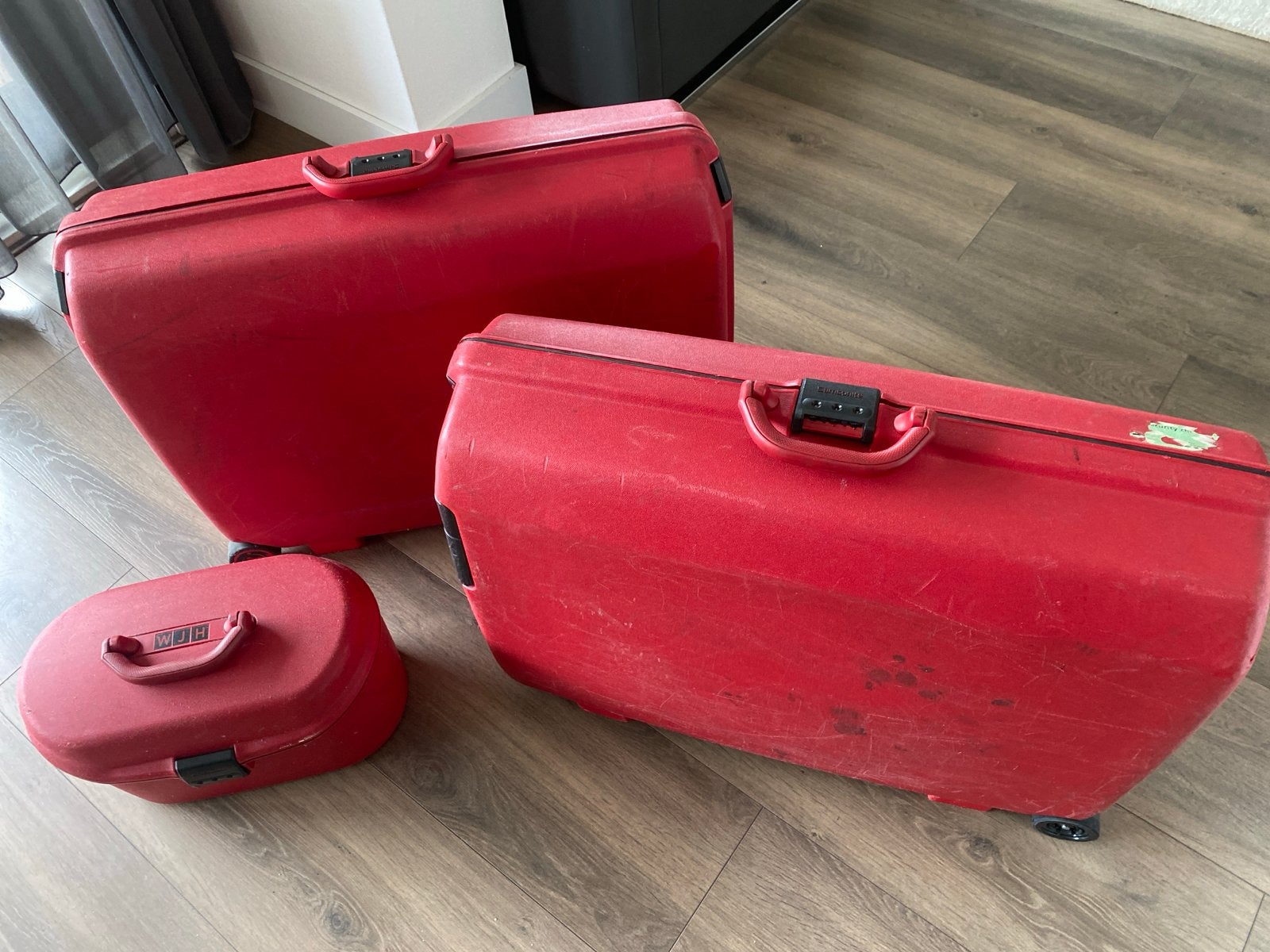 Samsonite koffers en beautycase - set van 3, Gebruikt, Hard kunststof, 45 tot 55 cm, Slot