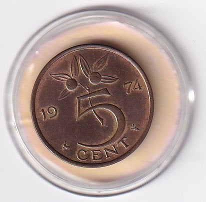 5 Cent 1974 Prachtig Netjes met Diverse Muntkleuren, Verzenden, Koningin Juliana, 5 cent, Losse munt