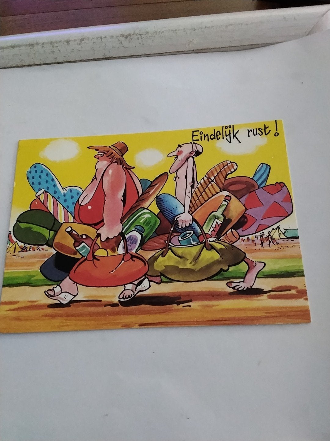 Vintage Ansichtkaart: Eindelijk rust! (Humoristisch), Ophalen of Verzenden, 1980 tot heden, Gelopen