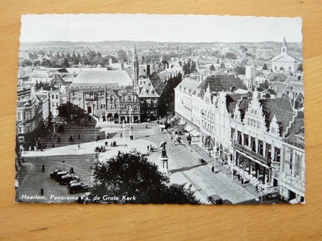 Haarlem Panorama vanaf de Grote kerk 1959, Ophalen of Verzenden, 1940 tot 1960, Gelopen, Noord-Holland
