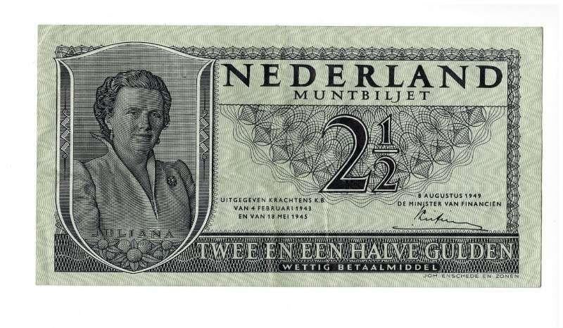 Nederland 2,5 Gulden 1949 Juliana, Ophalen of Verzenden, 2½ gulden, Los biljet