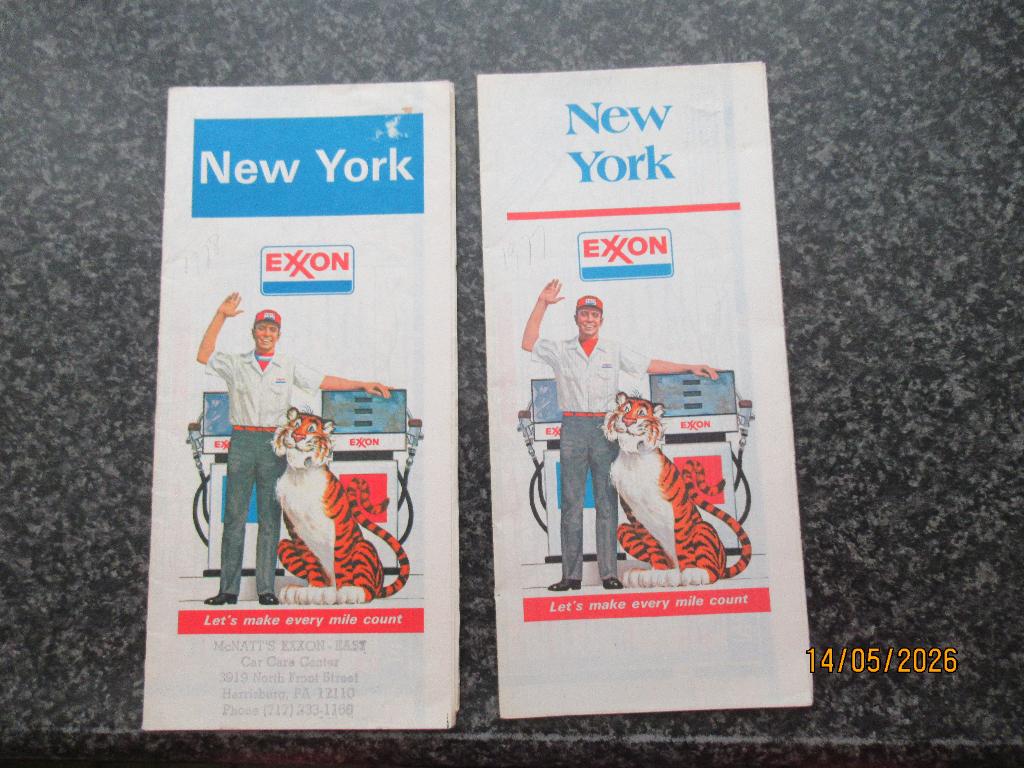 WEGENKAARTEN/PLATTEGRONDEN NEW YORK -EXXON -1977+ 1978, Gelezen, Overige gebieden, Ophalen of Verzenden, Landkaart