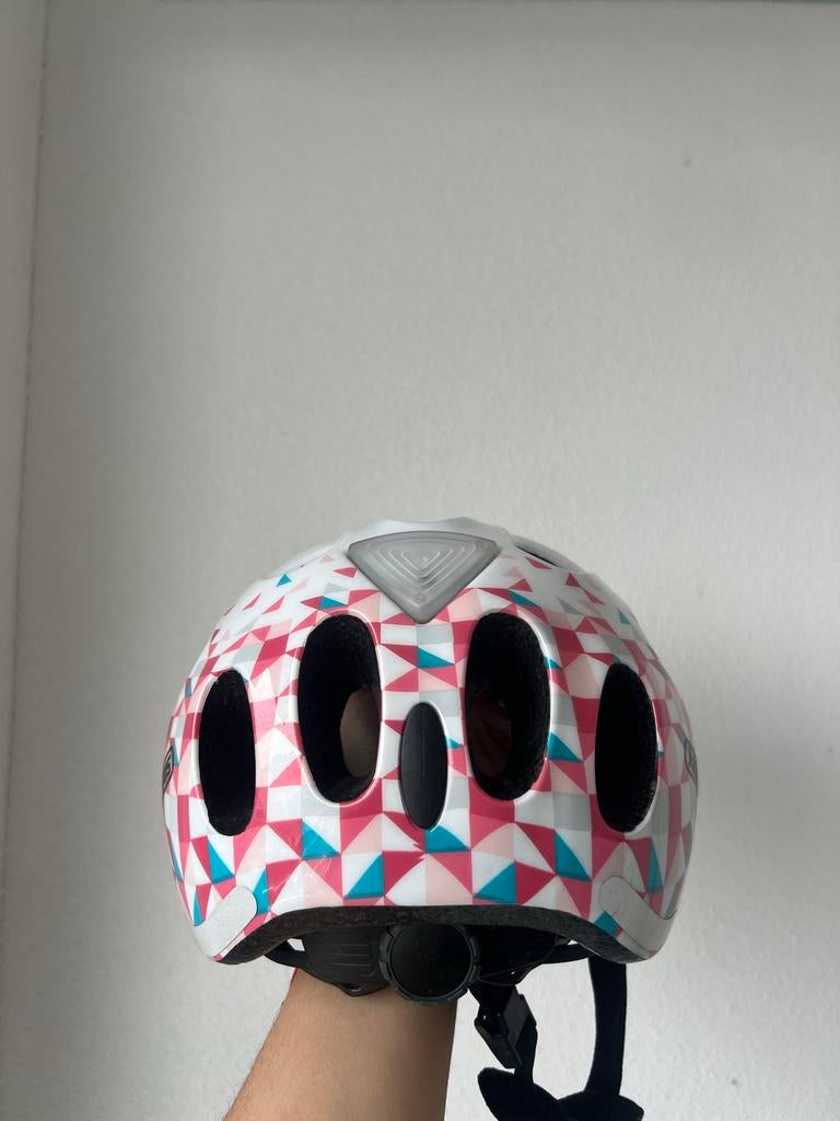 ABUS Fietshelm voor Kinderen - Wit met Geometrisch Patroon, Ophalen of Verzenden, Zo goed als nieuw, Overige maten, Jongen of Meisje