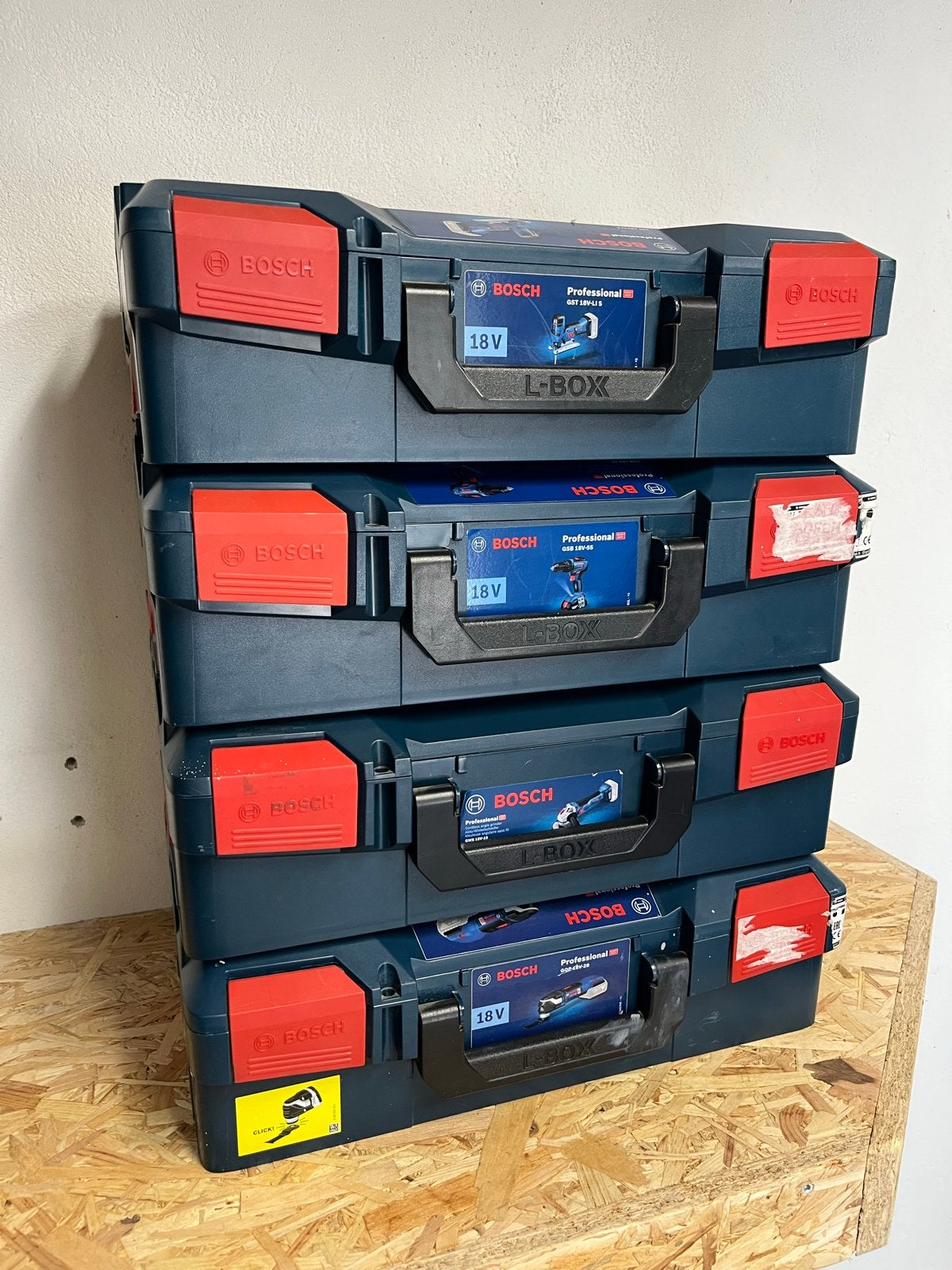 4x Bosch L-Boxx blauw leeg - Gereedschapskoffers, Doe-het-zelf en Verbouw, Ophalen, Gebruikt