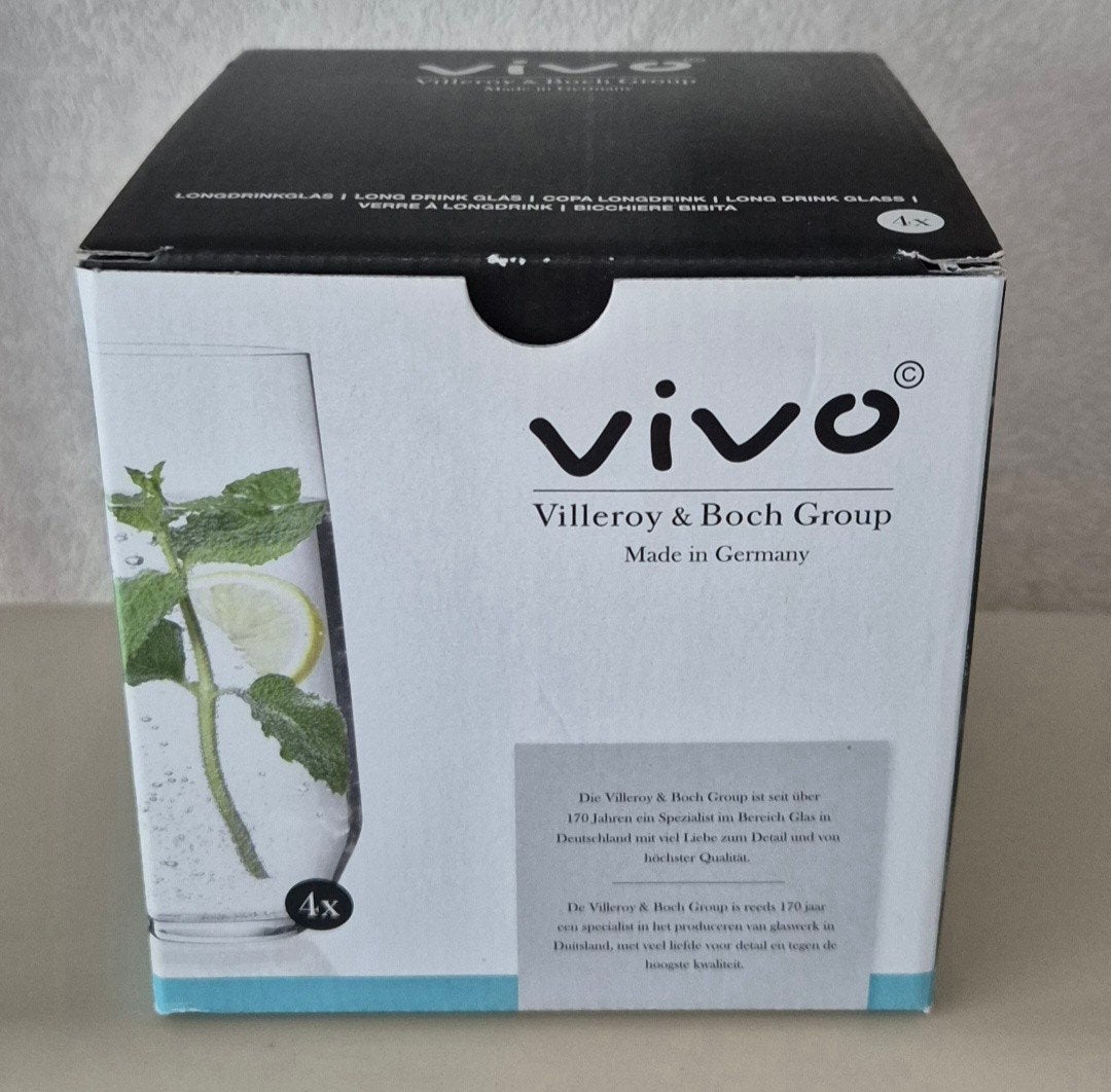 4 Vivo longdrink glazen NIEUW, Ophalen, Nieuw