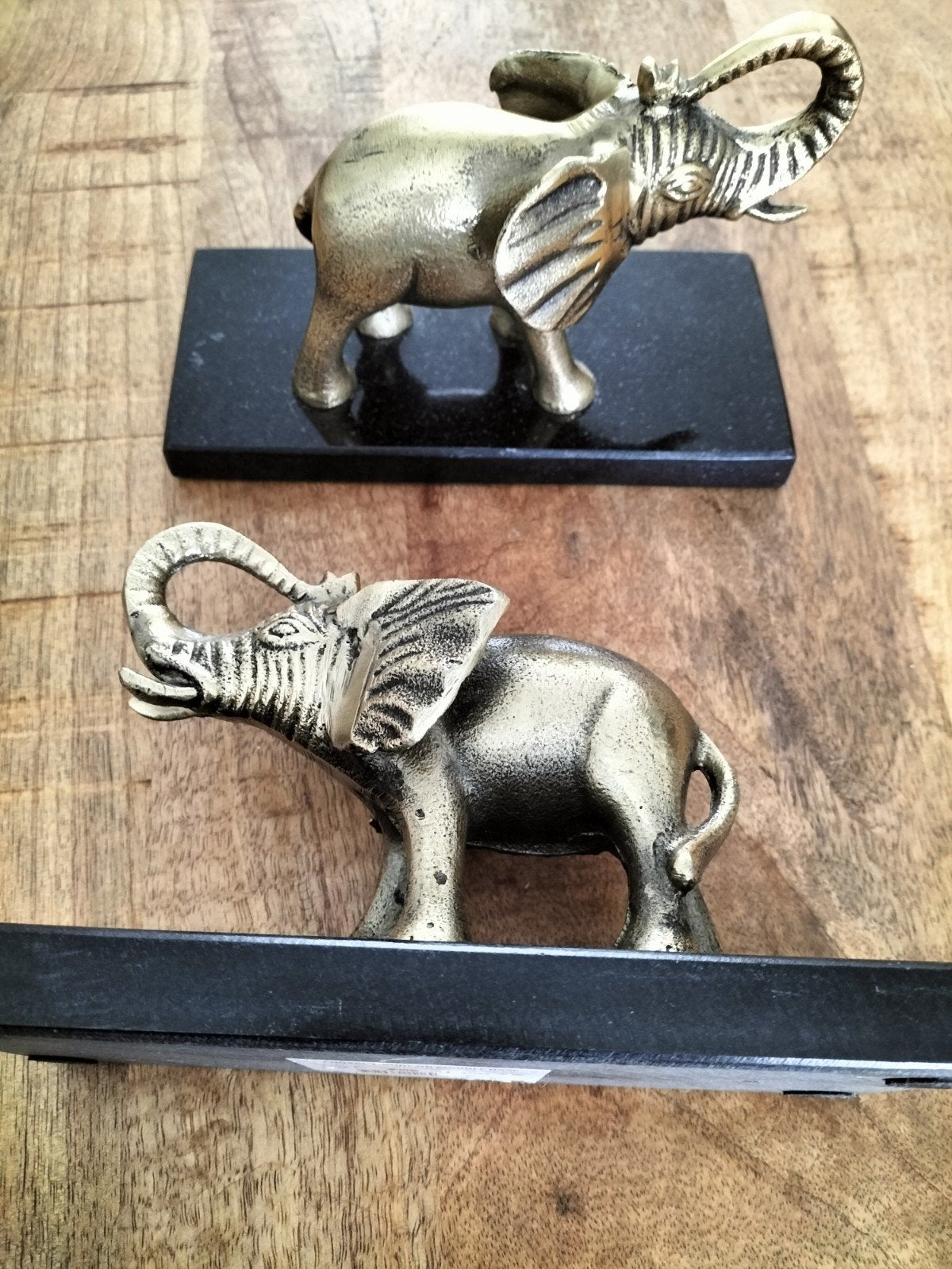 Set van 2 bronzen olifanten boekensteunen, Huis en Inrichting, Ophalen of Verzenden, Oosters, Zo goed als nieuw, Goud