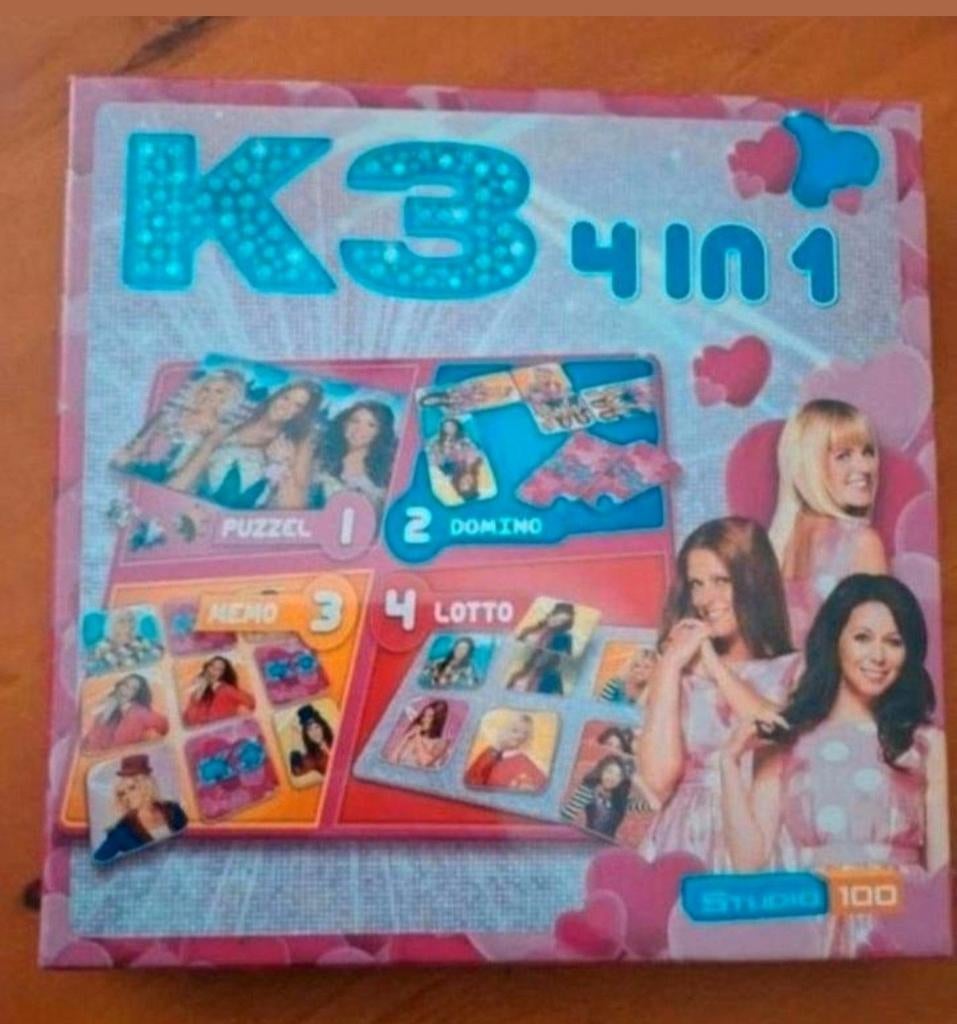 K3 4-in-1 Spellenpakket: Puzzel, Domino, Memo, Lotto, Een of twee spelers, Ophalen of Verzenden, Nieuw, Studio 100