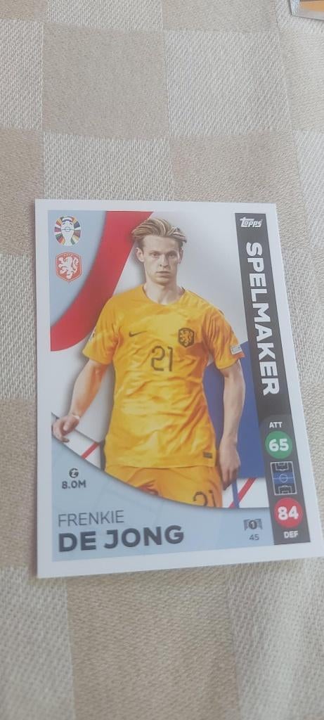 voetbal plaatje EK 2024 Frenkie de Jong Oranje, Ophalen of Verzenden, Nieuw, Plaatje