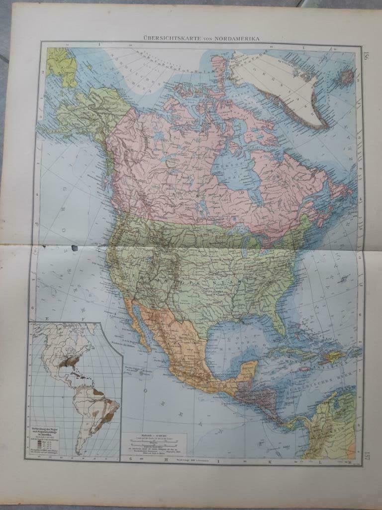 156-157 / Noord Amerika met Mexico en Canada Litho uit 1899, Ophalen of Verzenden