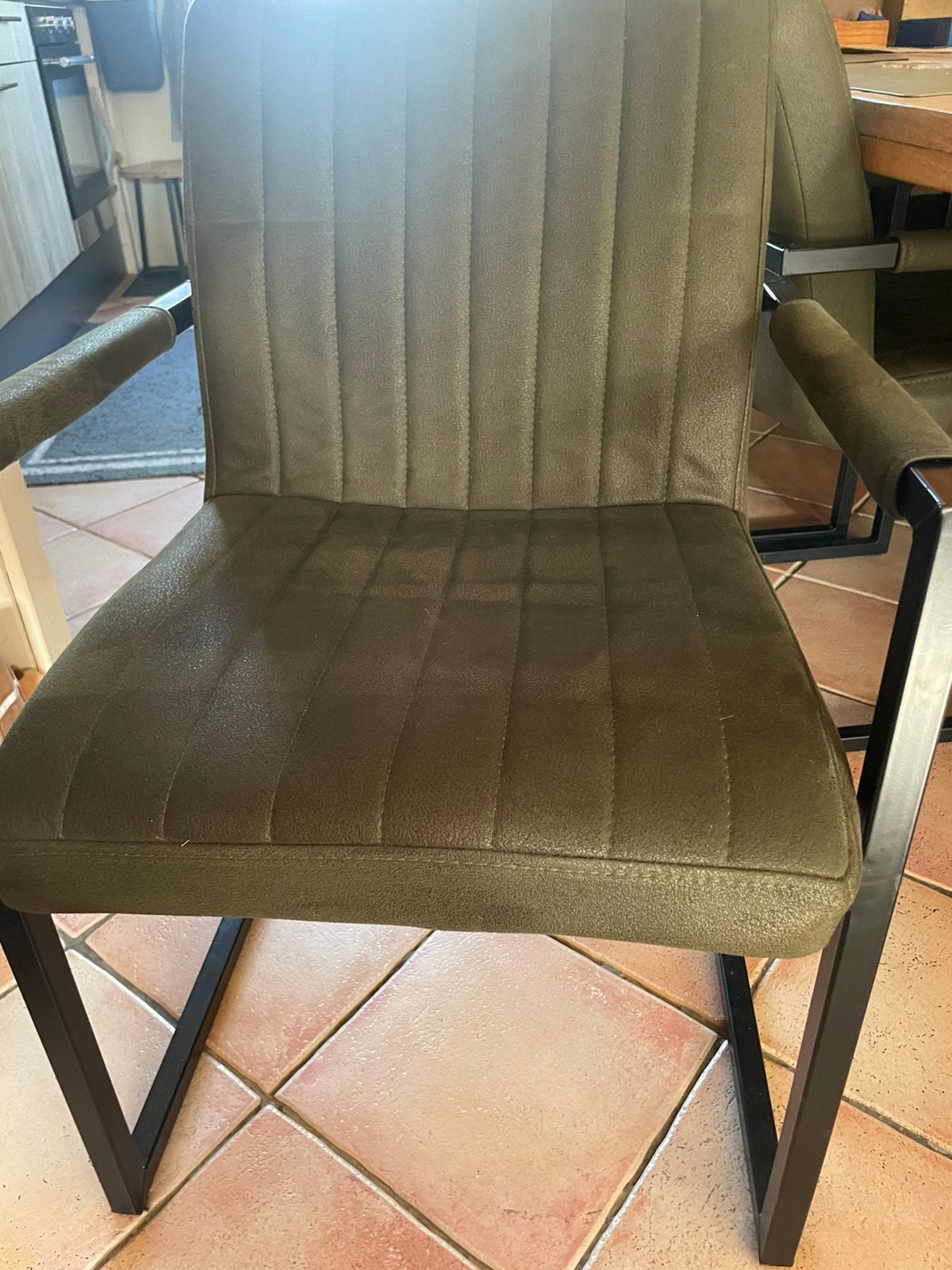 6 olijfgroene eetkamerstoelen, Huis en Inrichting, Ophalen of Verzenden, Gebruikt